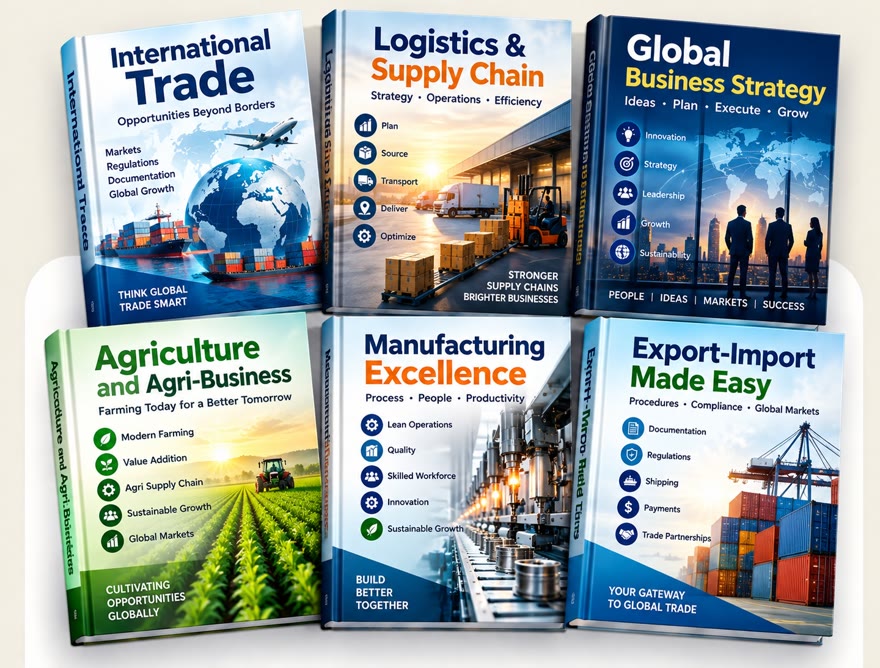 Sample trade & business titles — international trade, logistics, business strategy, agriculture, manufacturing and export-import.