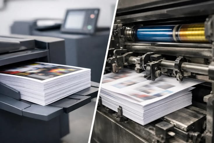 An offset press inking unit running 4-colour sheets.